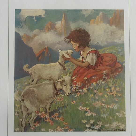 Jessie Willcox Smith, Heidi with Goats, Book Page, 14x10", Print ~ 250922-WH 406 - Picture 1 of 2